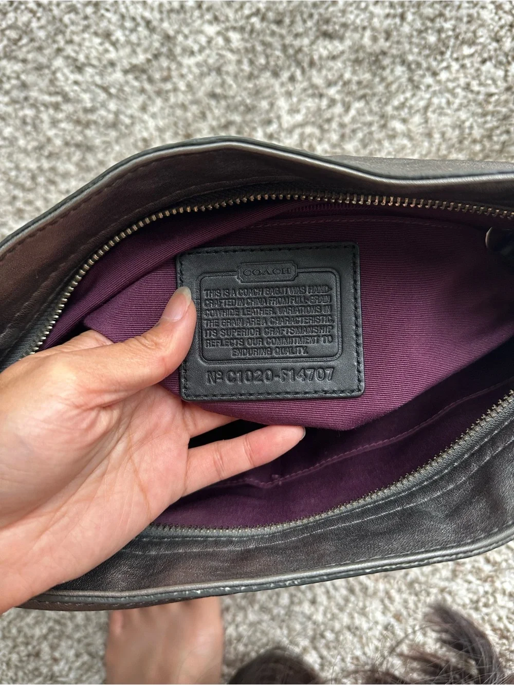 Coach Metallic Pewter Leather Shoulder Bag